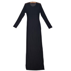 Lulus Dress‎ Size XL Black Long Sleeve Bodycon Maxi Open Back Sheer Mesh Detail